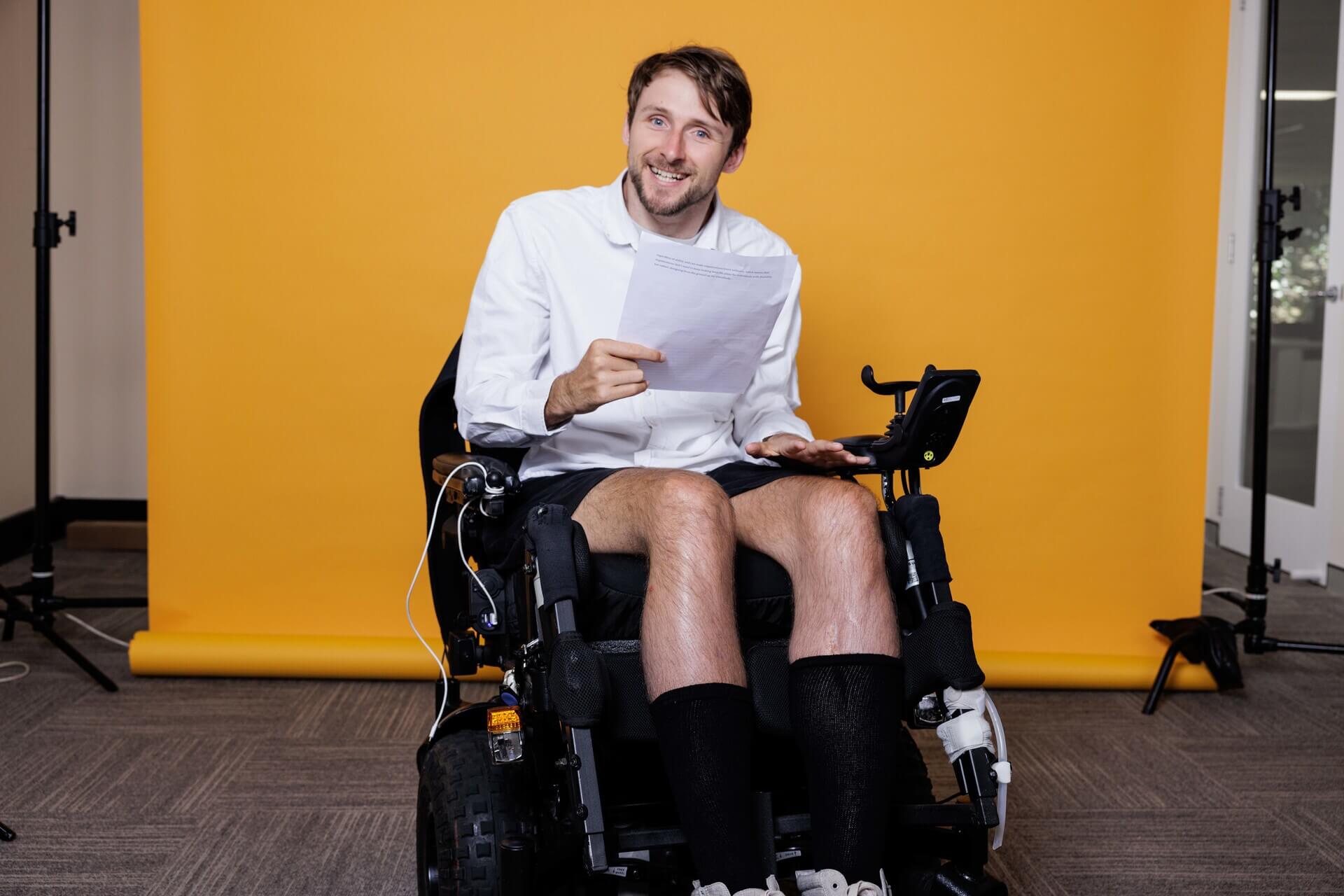 man in an advanced wheelchair