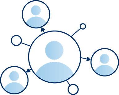 Icon of people being connected in a network pattern