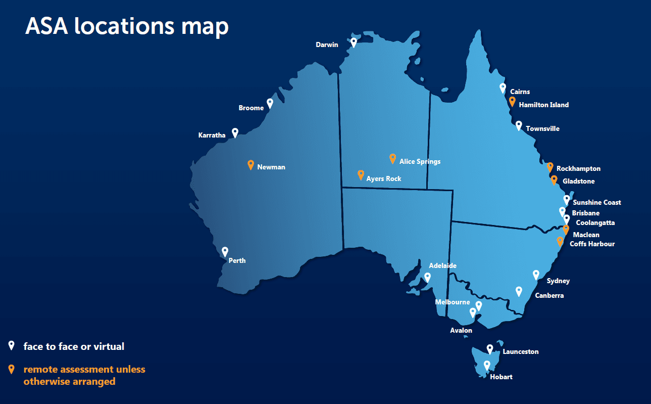 Map of ASA locations