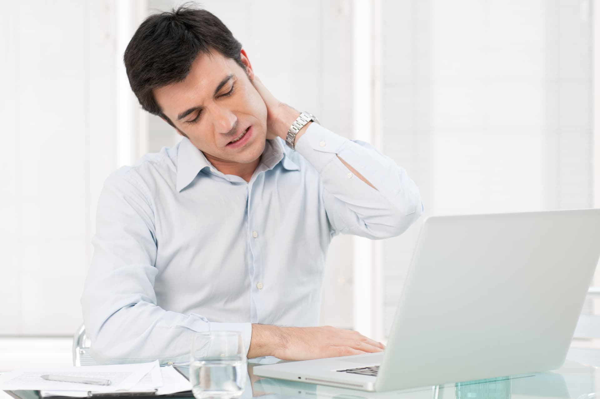 Man with injured neck