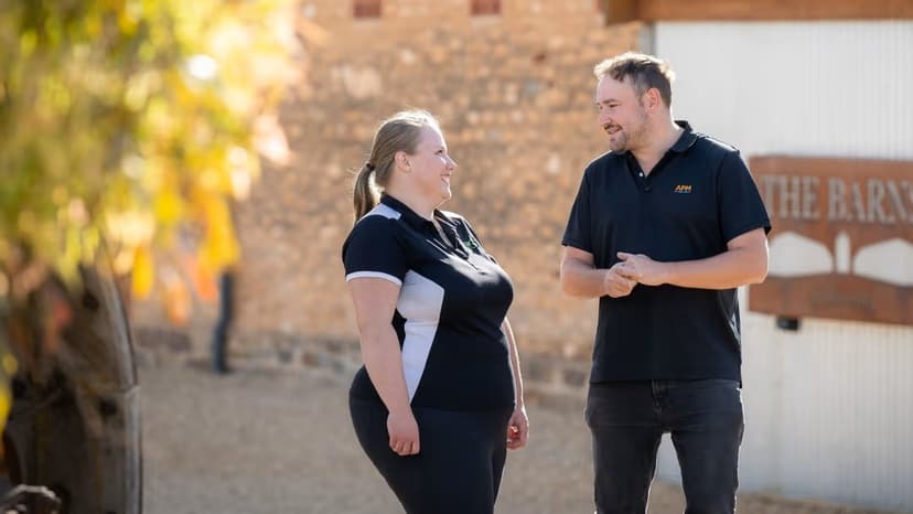 Ngaire and Adam talking