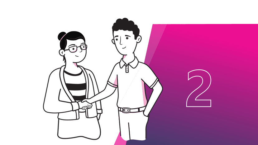 Artwork of a DES participant meeting an APM employment consultant
