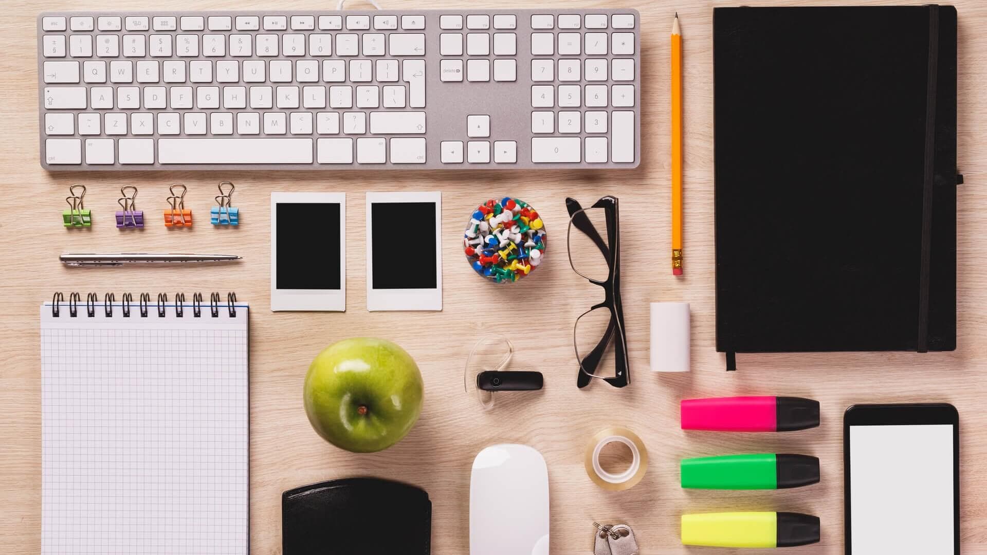 A neatly organised desk