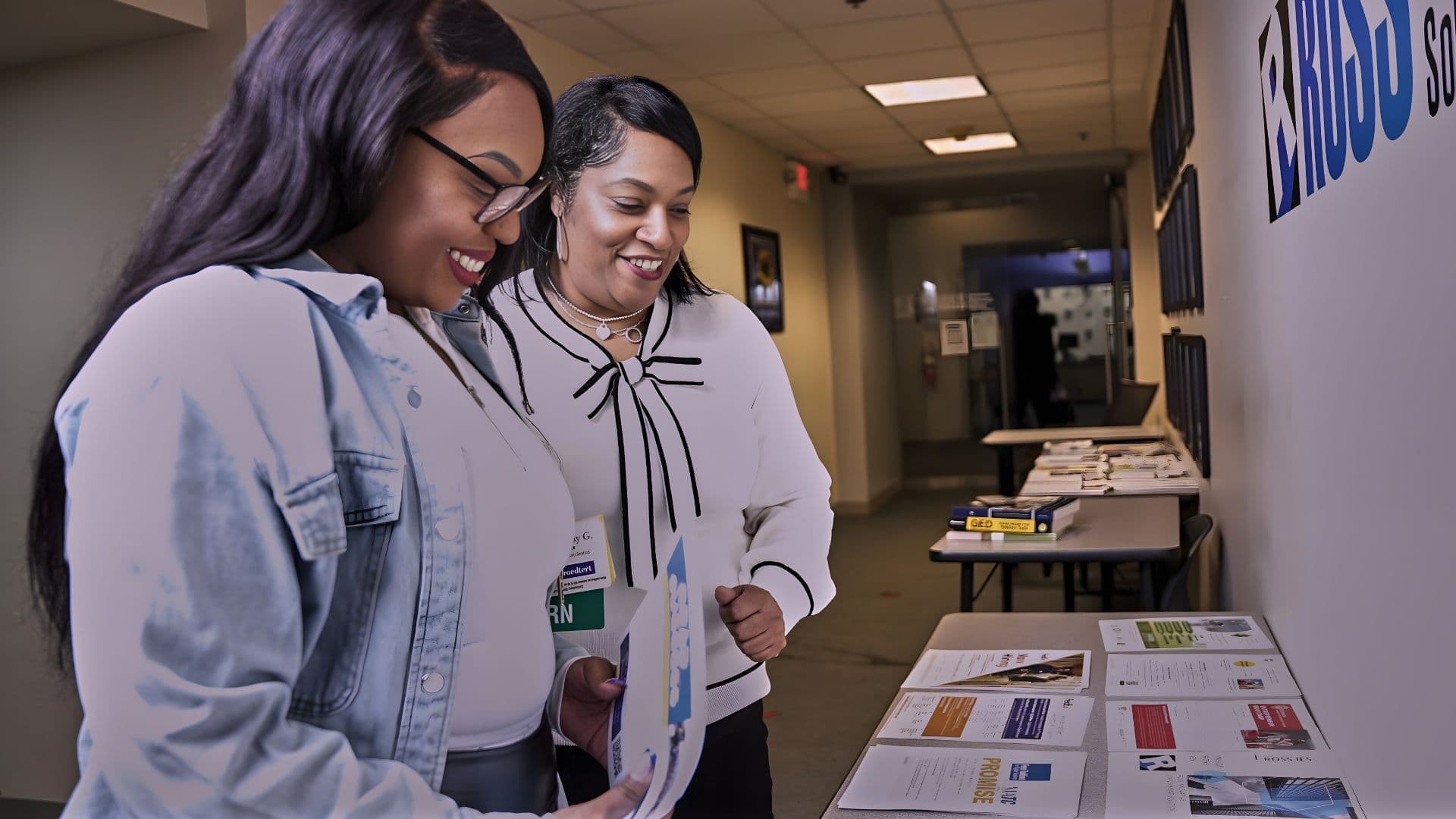 Destiny and her mentor review nursing materials, reinforcing skills and motivation for success.