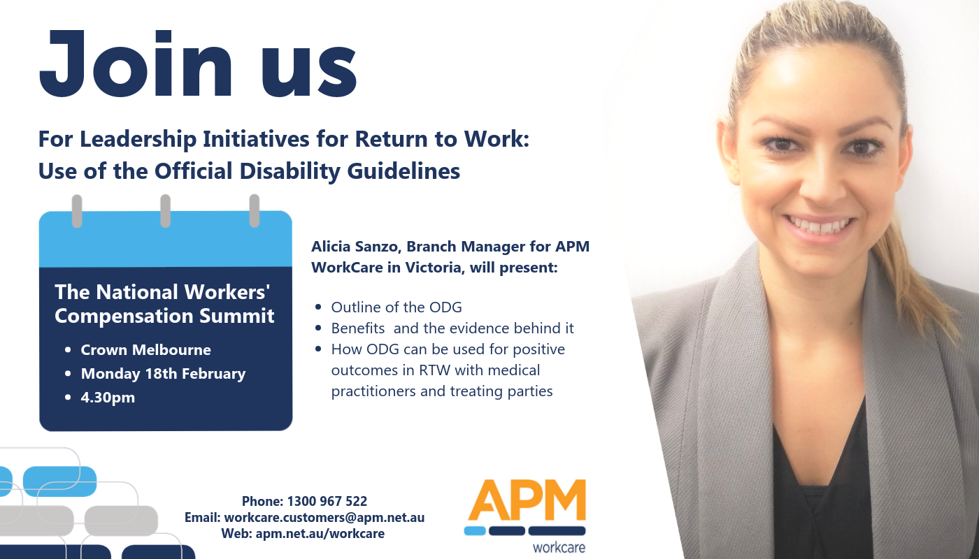 Join us for leadership initiatives for return to work: Use of the official disability guidelines