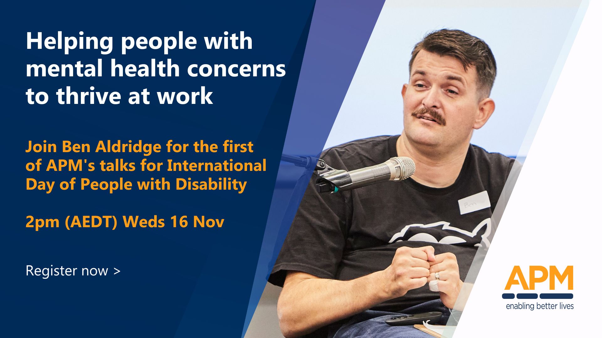 Register to join Ben's talk for International Day of People with Disability