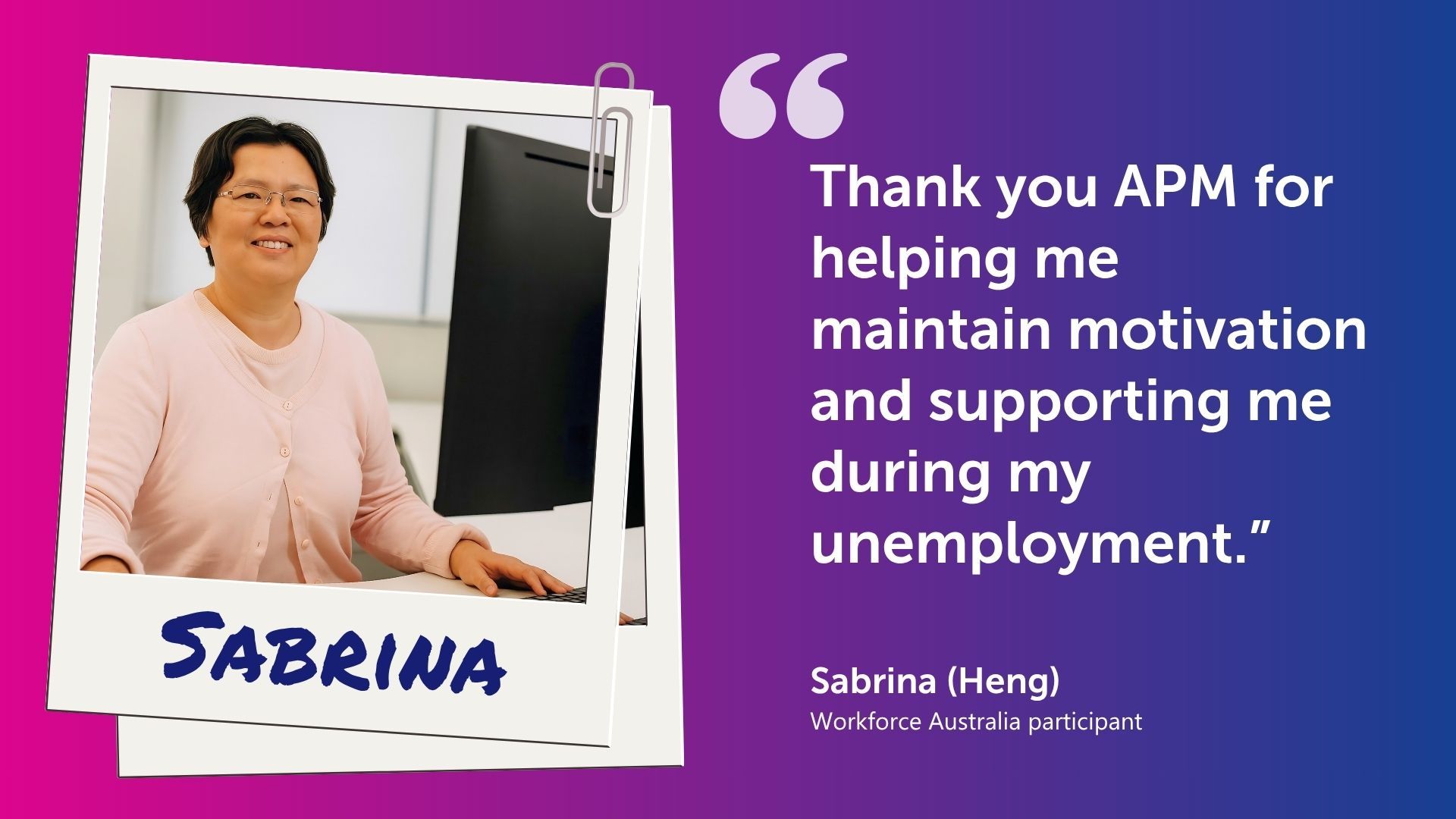 With over 15 years of experience and a clear goal, Sabrina needed the right support to return to work. Find out how APM helped her land a full-time role as a Cloud Consultant through the Workforce Australia program.