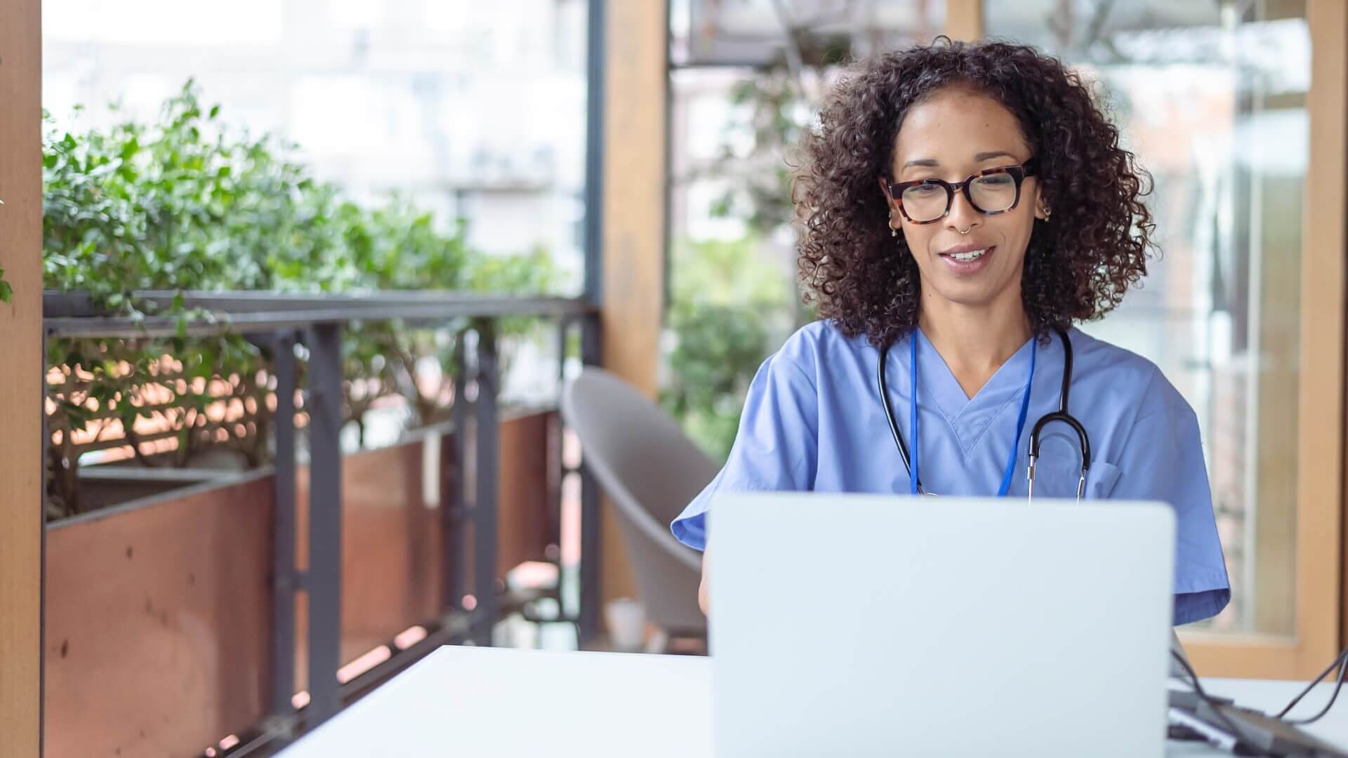 A doctor on a video call