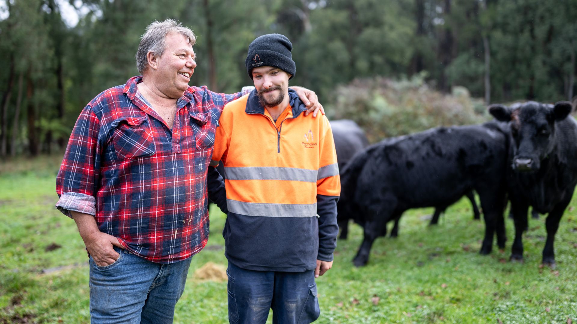 Angus spends time on his family farm in Narbethong, where he developed practical skills and a strong work ethic that helped prepare him for employment.
