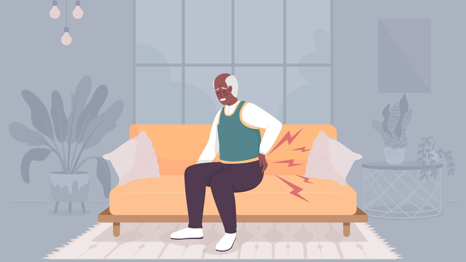 An illustration of a man experiencing back pain