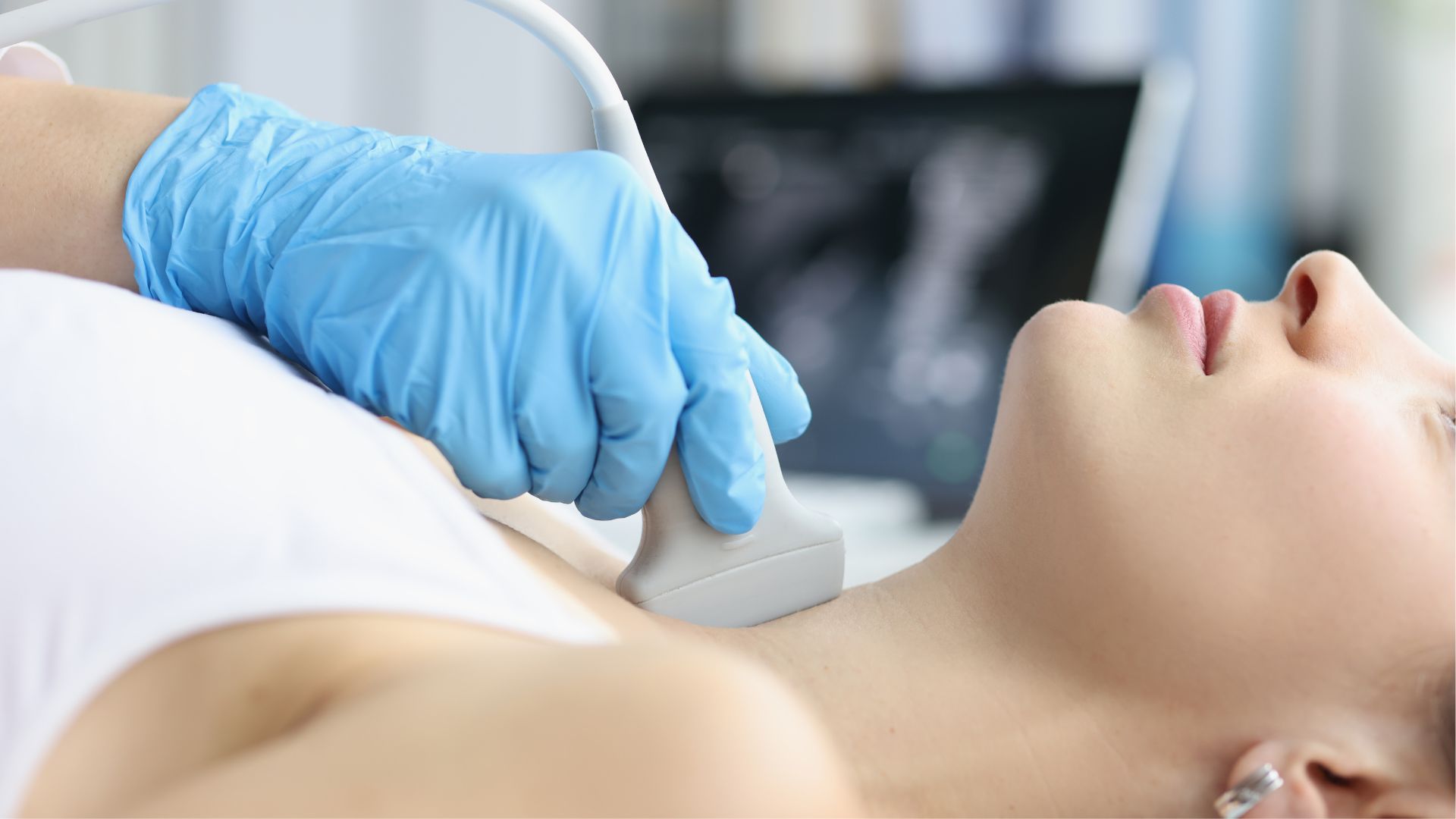 Close up of a thyroid scan on a female patient