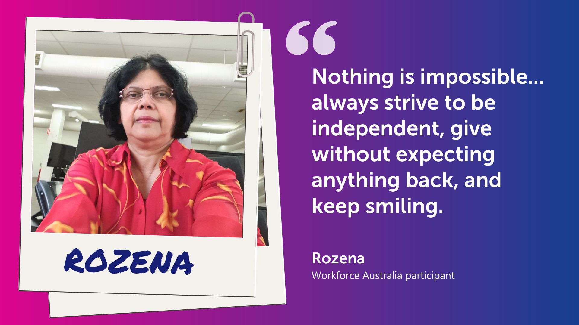 Rozena achieved job success with support from APM