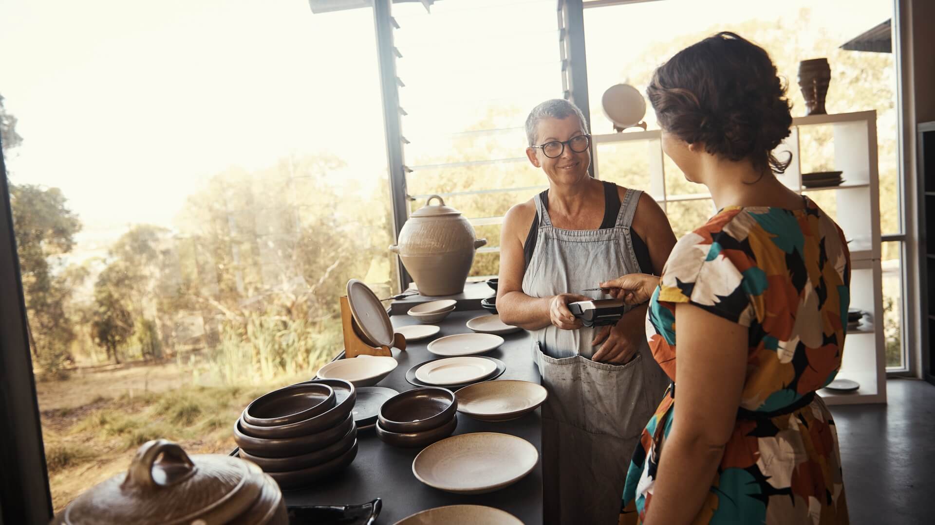 Two women having a chat at work