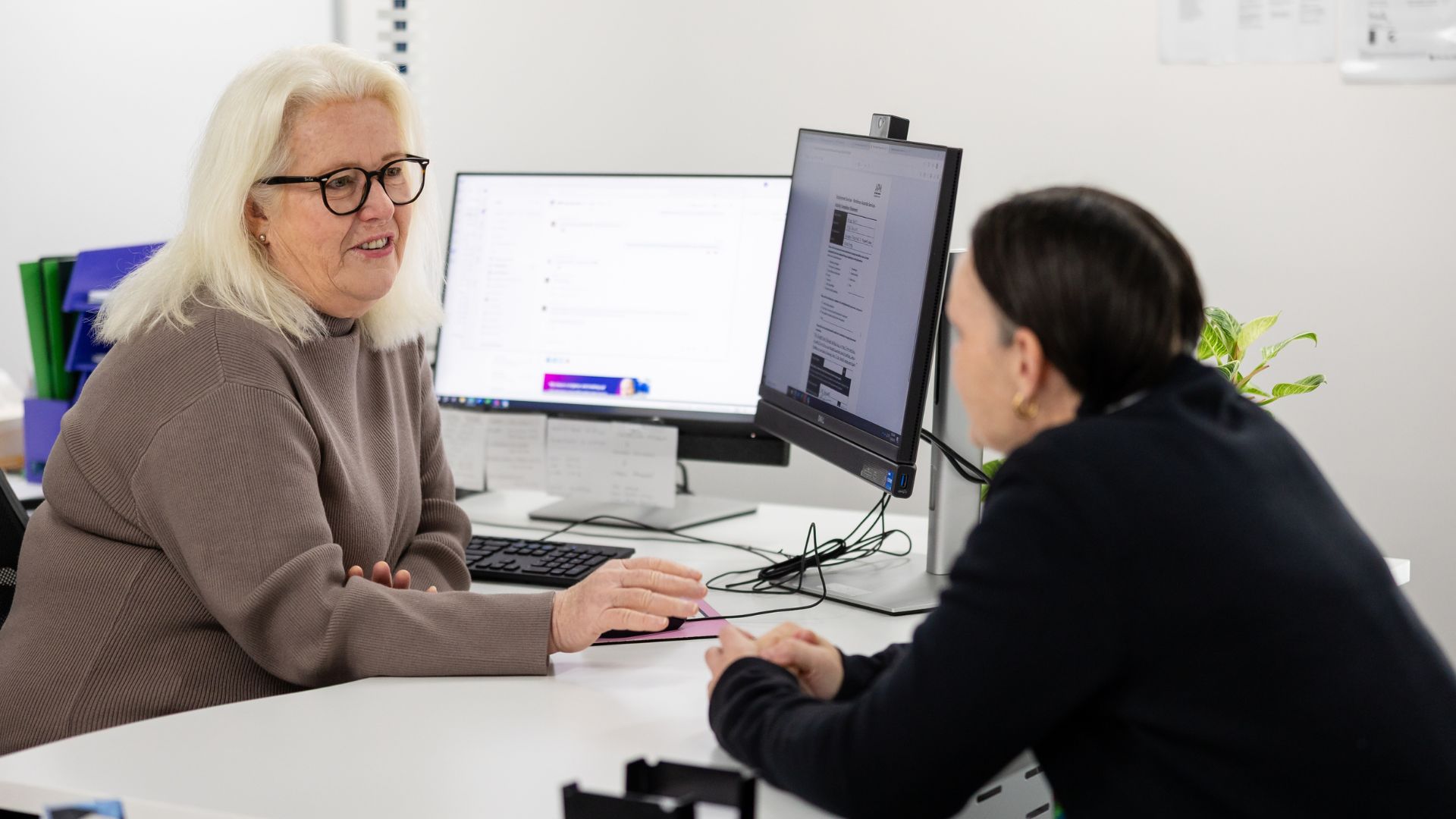 Kylie in an office consultation discussing employment opportunities