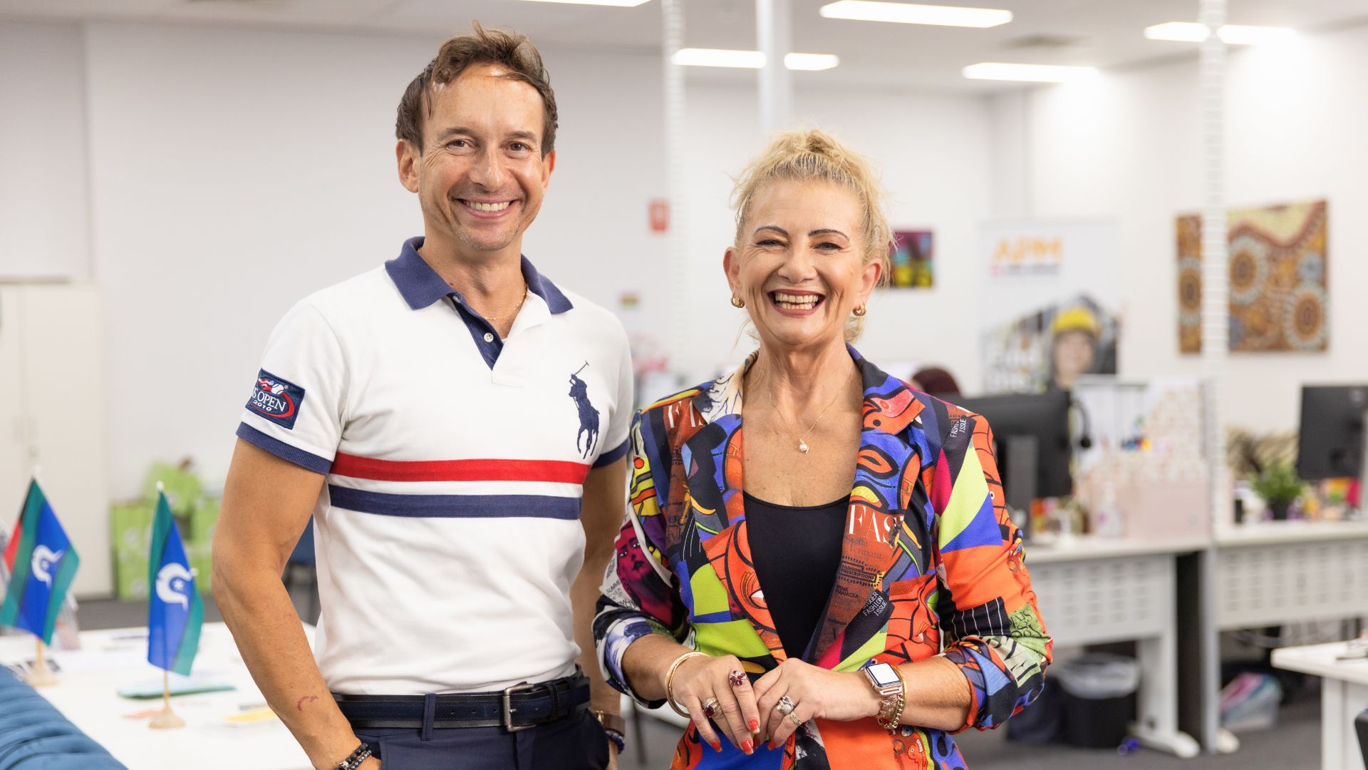 Douglas and Employability Skills Trainer Jane in an APM Employment Services office