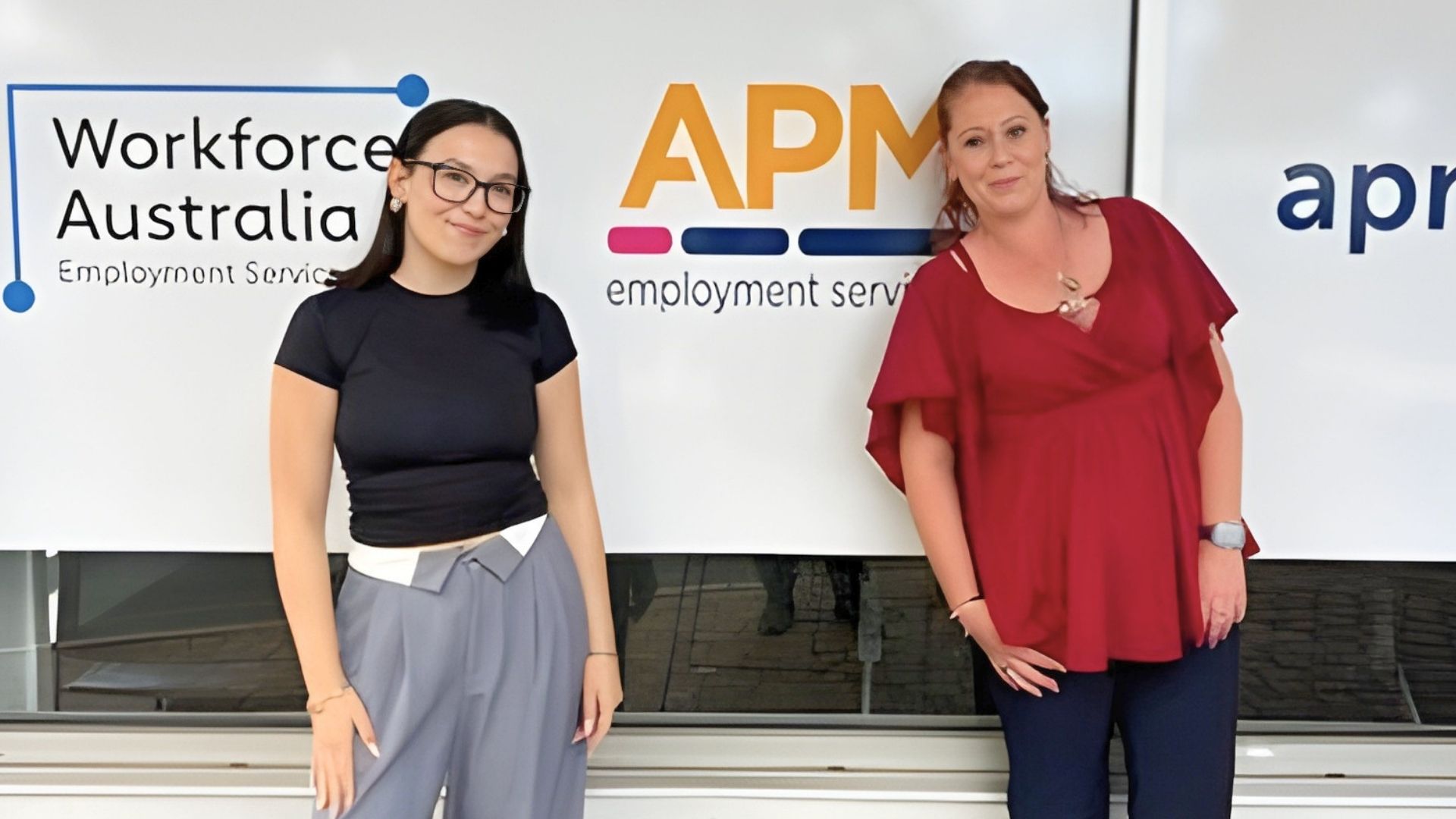 Hayley and Toni outside APM where she received Workforce Australia support